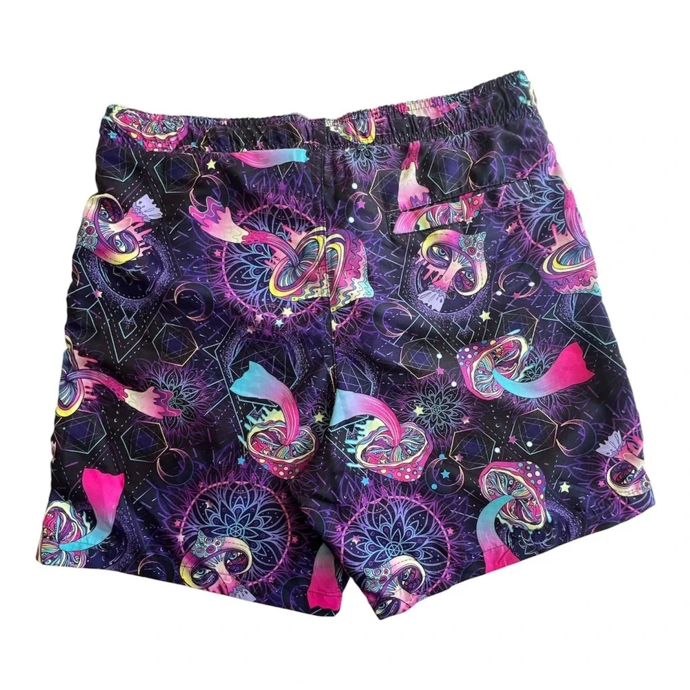 KRONIC Prints Drill Swim Trunks Shorts L Psychedelic Trippy Shroom Festival